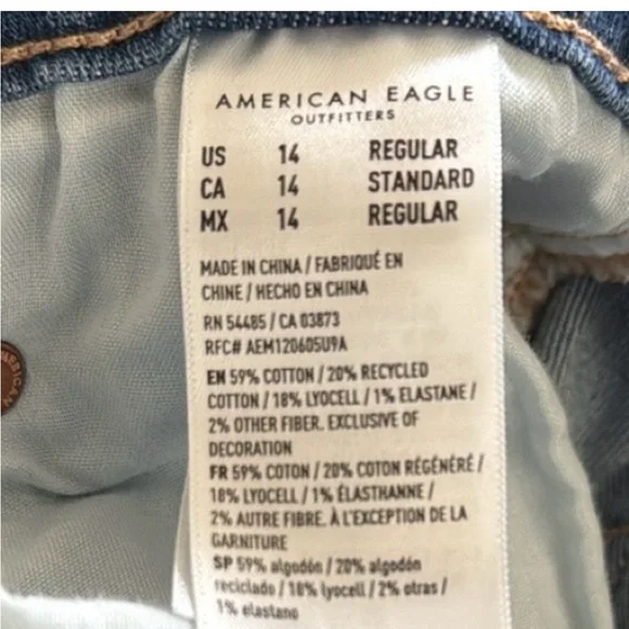 American Eagle Outfitters Super High-Rise Baggy Wide Leg medium blue size 14 reg - Picture 5 of 5